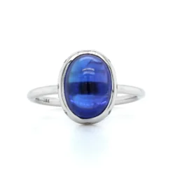 18K White Gold Cabochon Tanzanite Ring