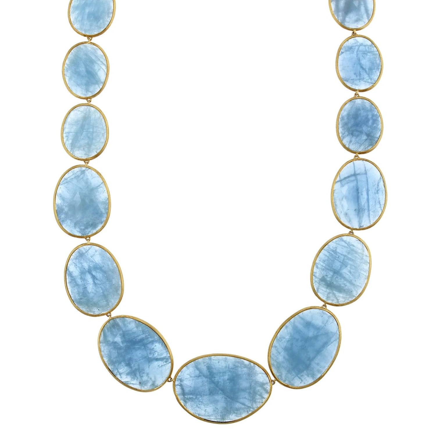 Marco Bicego Lunaria 18K Yellow Gold Aquamarine Necklace - Image 5