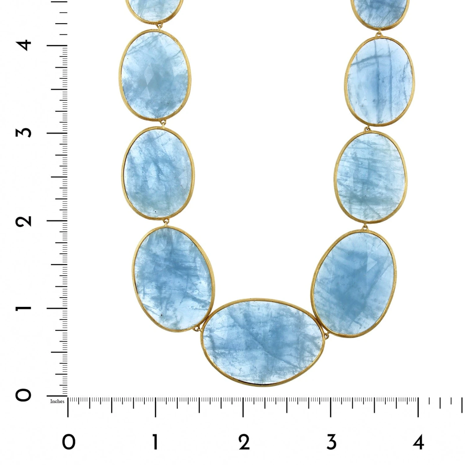 Marco Bicego Lunaria 18K Yellow Gold Aquamarine Necklace - Image 4