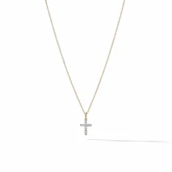 Cable Collectibles Cross With Diamonds In Gold On Chain