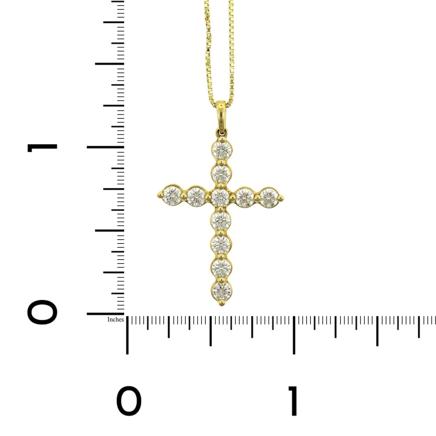 18K Yellow Gold Diamond Cross Pendant - Image 2