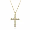 18K Yellow Gold Diamond Cross Pendant