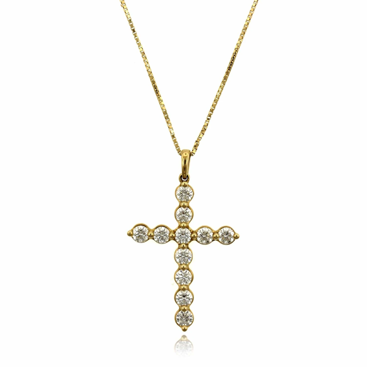 18K Yellow Gold Diamond Cross Pendant