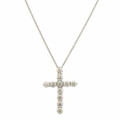 Platinum Diamond Cross Pendant Necklace