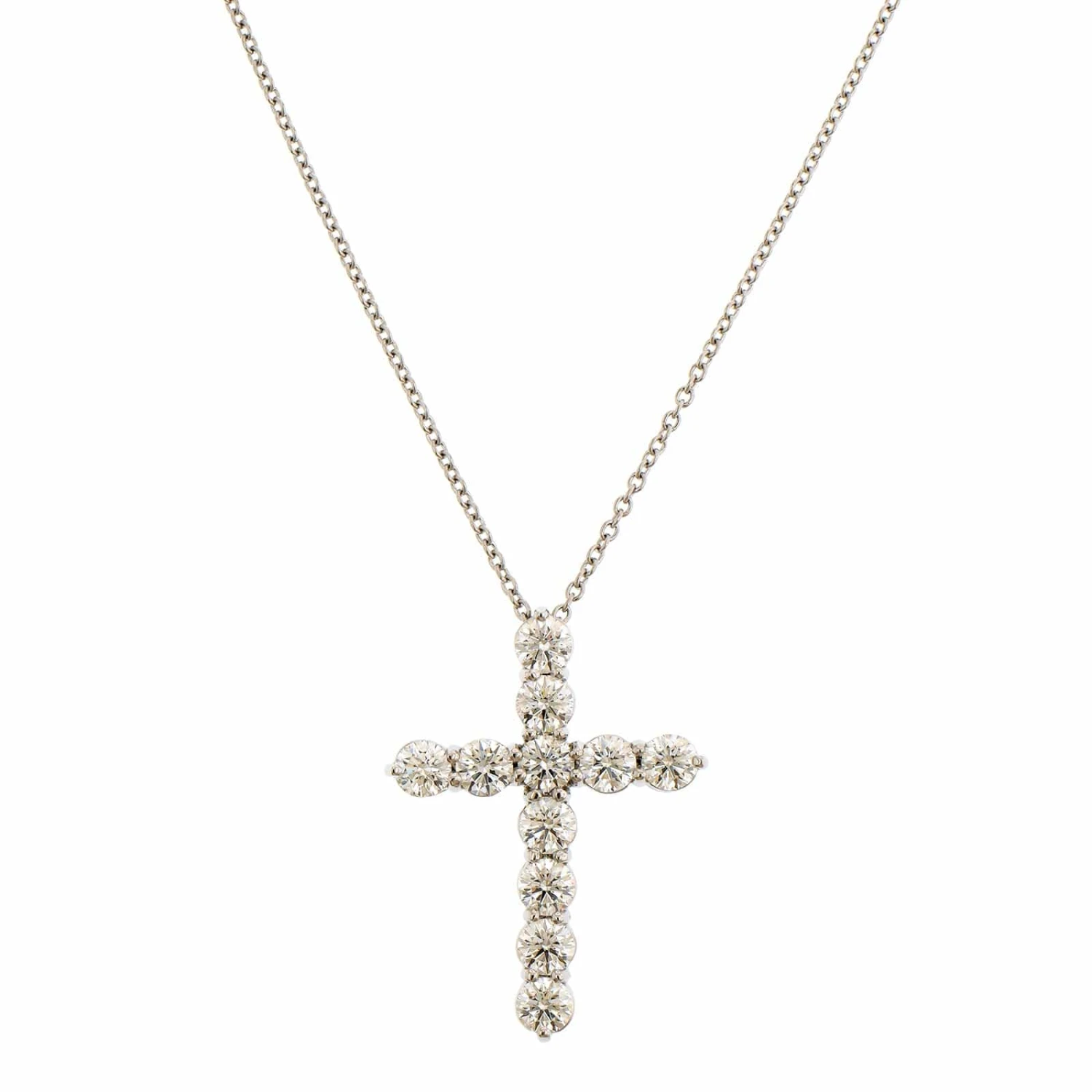 Platinum Diamond Cross Pendant Necklace - Image 5