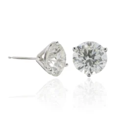 14K White Gold 3 Prong 5CTW Diamond Stud Earrings