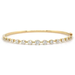 14K Yellow Gold 4 Prong Diamond Bangle