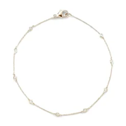 14K Yellow Gold Bezel Set Diamond Station Bracelet