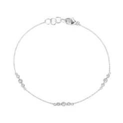 14K White Gold Trio Diamond Station Bracelet