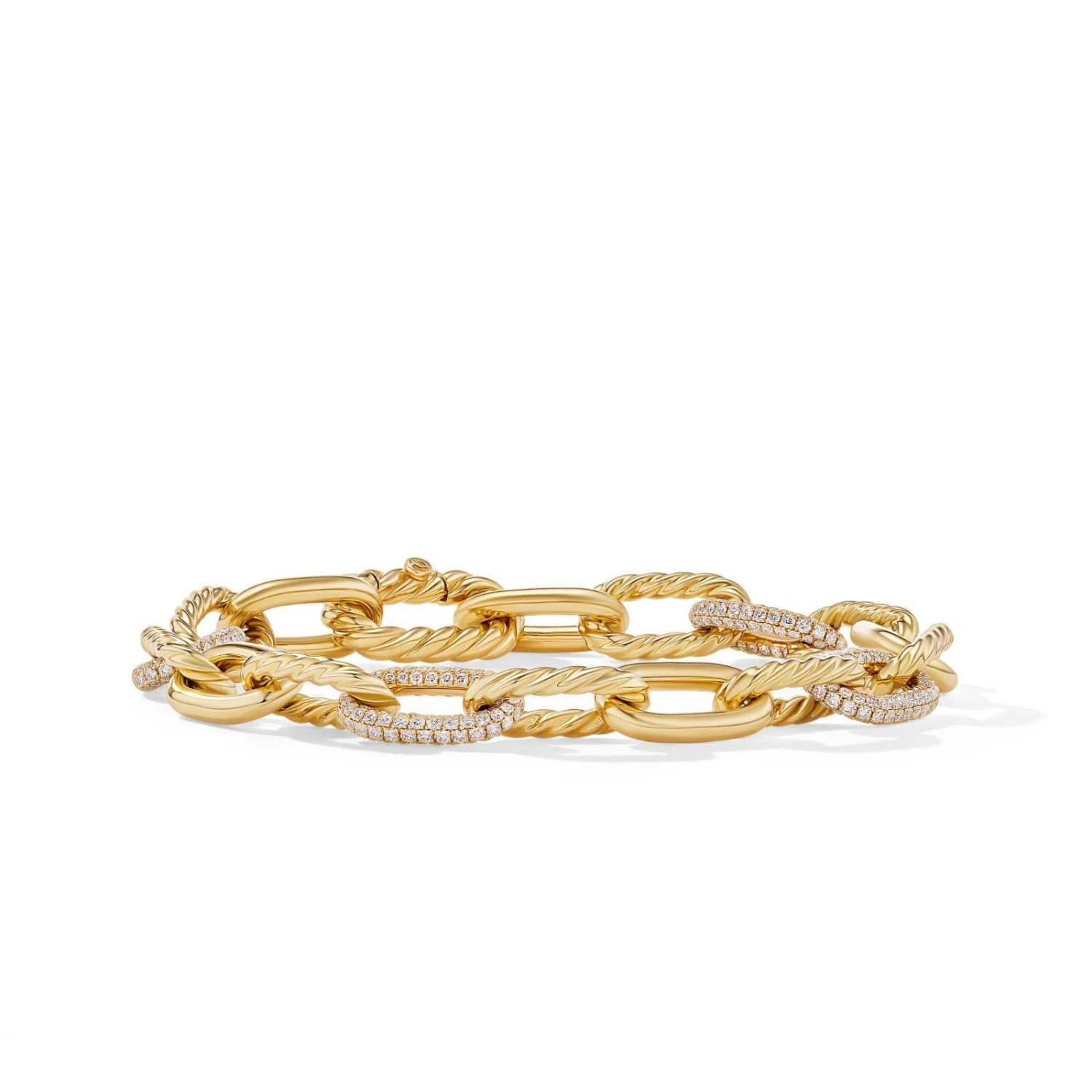 DY Madison® Chain Bracelet In 18K Yellow Gold With Diamonds, 8.5mm