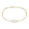 14K Yellow Gold Paperclip And Rolo Chain Bracelet With Pave Diamond Link