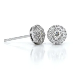 14K White Gold Double Halo Diamond Stud Earrings