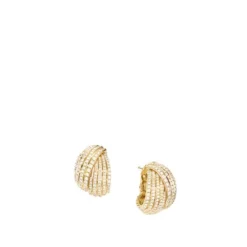 DY Origami Shrimp Earrings In 18K Yellow Gold With Diamonds