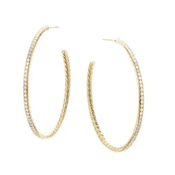 Large Hoop Earrings In 18K Yellow Gold With Pavé Diamonds