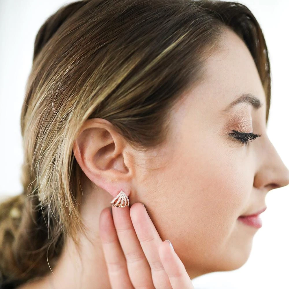 14K Yellow Gold 5 Burst Huggie Earrings - Image 2