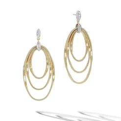 Marco Bicego Marrakech Onde 18K Yellow And White Gold Three Oval Link Earrings
