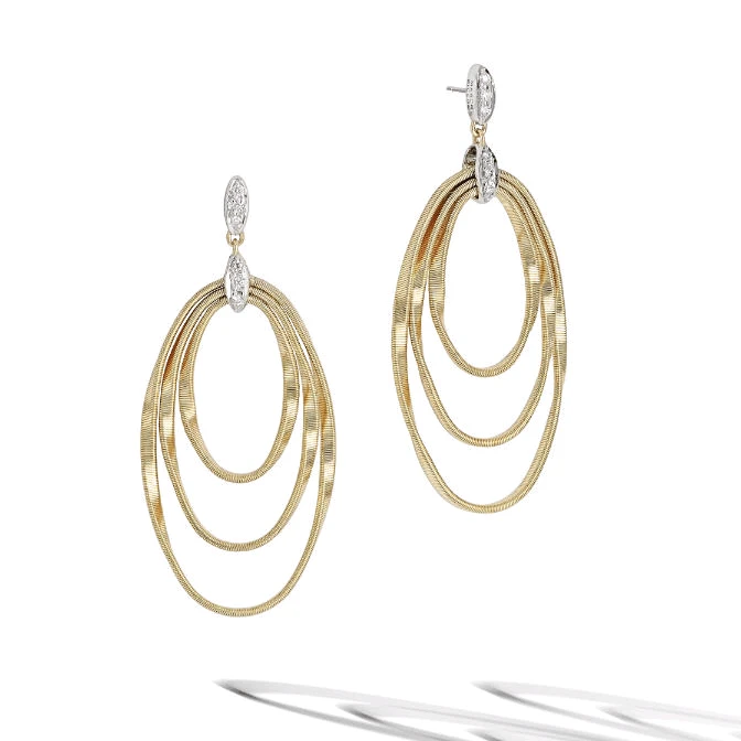 Marco Bicego Marrakech Onde 18K Yellow And White Gold Three Oval Link Earrings