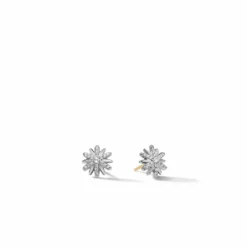 Petite Starburst Stud Earrings With Pavé Diamonds