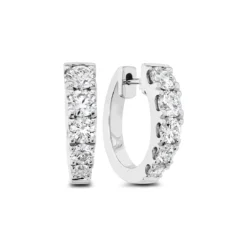 18K White Gold Graduated Huggie Earrings