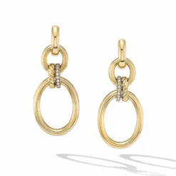 DY Mercer Circular Drop Earrings In 18K Yellow Gold With Pavé Diamonds