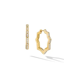 Zig Zag Stax™ Hoop Earrings In 18K Yellow Gold With Diamonds, 22.8mm