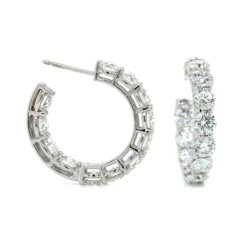 18K White Gold Open Diamond Hoops
