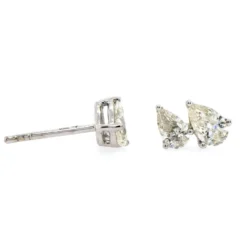 18K White Gold And Pear Diamond Studs