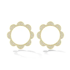 Cadar 18K Yellow Gold Triplet Pave Diamond Stud Earrings