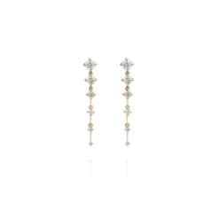 18K Yellow Gold Diamond Short Sequence Earrings