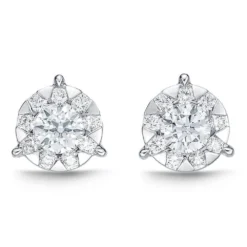 18K White Gold Diamond Bouquet Stud Earrings