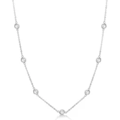 18K White Gold 29 Stone Diamond By The Yard Necklace