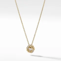 Petite Infinity Pendant Necklace In 18K Yellow Gold With Diamonds