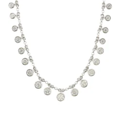 14K White Gold Diamond Dangle Station Necklace