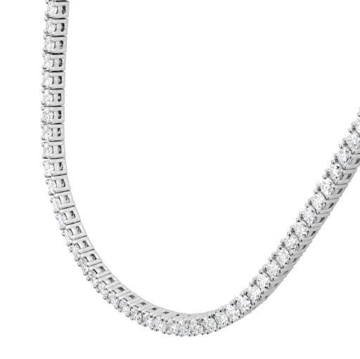 18K White Gold Half Line Diamond Necklace - Image 3