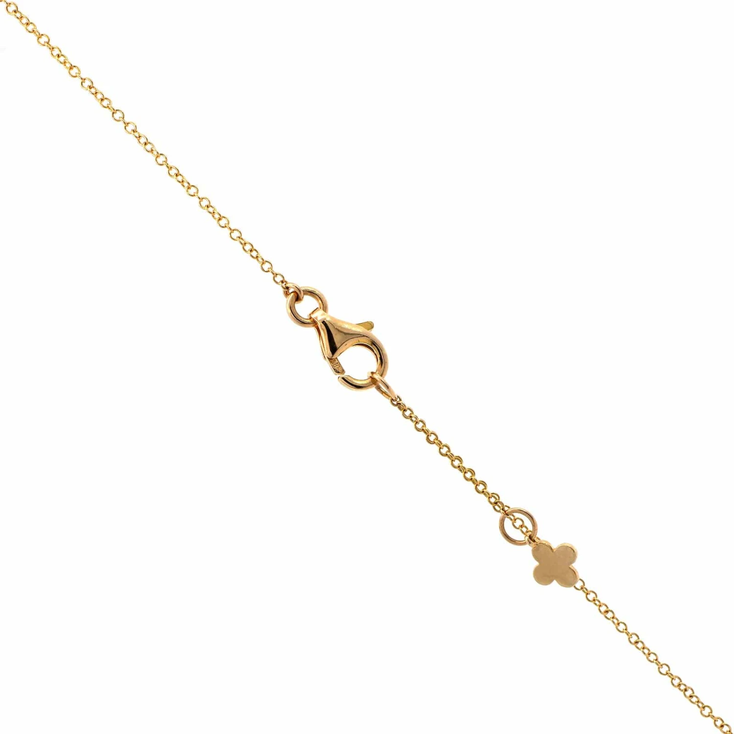 14K Yellow Gold Diamond Clover Station Necklace - Image 3