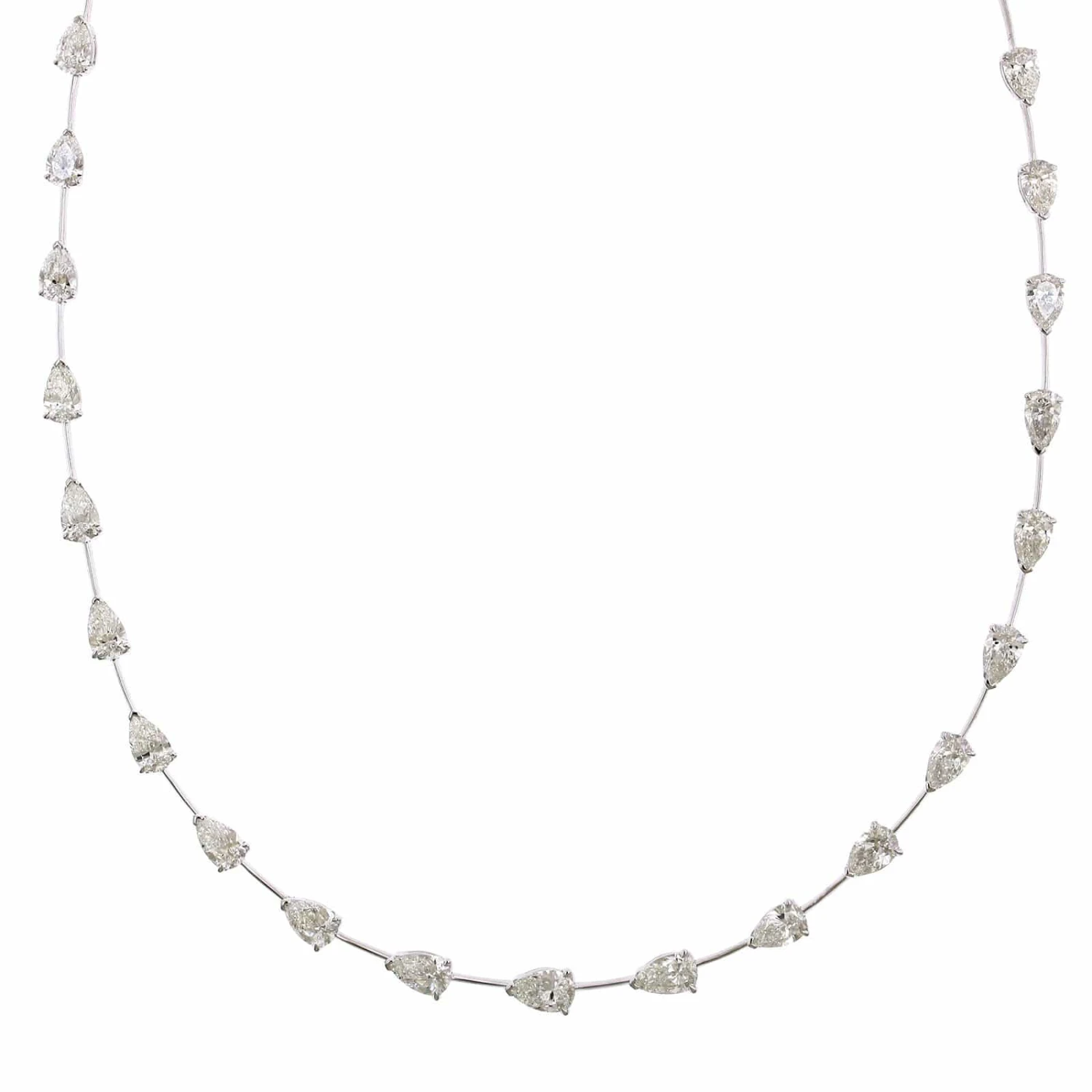 Etho Maria 18K White Gold Pear Shaped Diamond Bar Necklace - Image 5