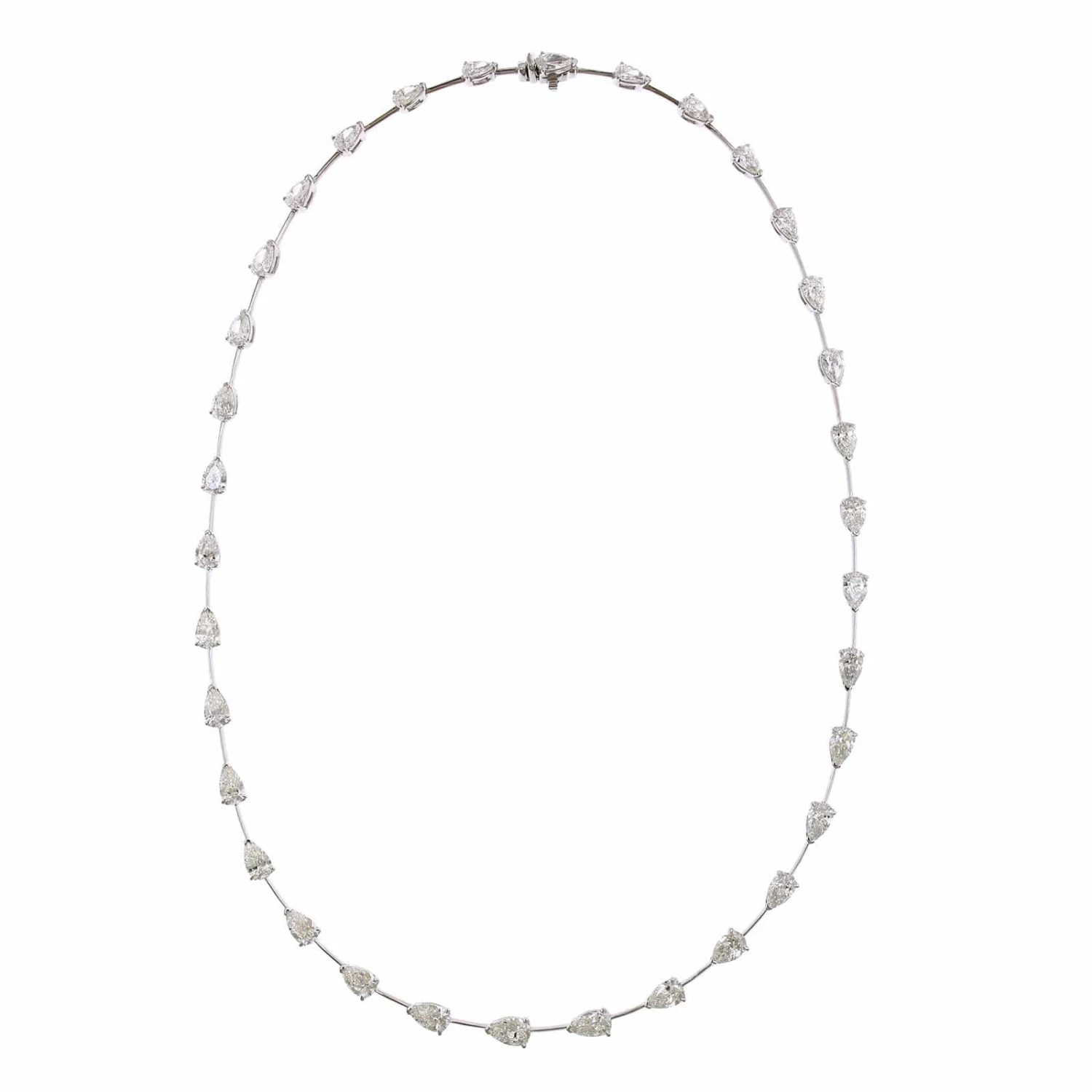 Etho Maria 18K White Gold Pear Shaped Diamond Bar Necklace - Image 4