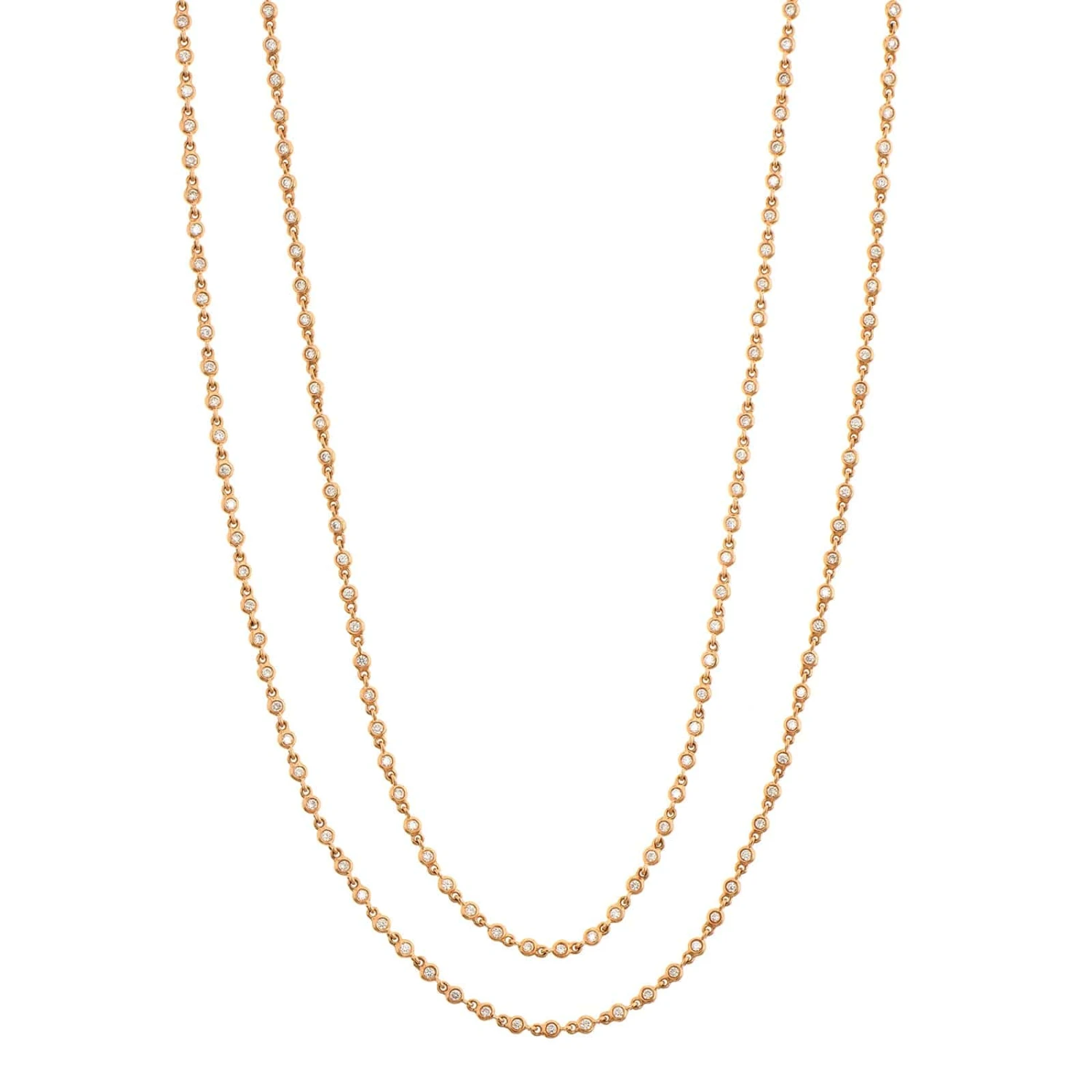 18K Rose Gold Diamonds By The Yard Necklace - Image 2