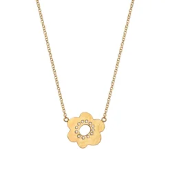 18K Yellow Gold Diamond Daisy Necklace