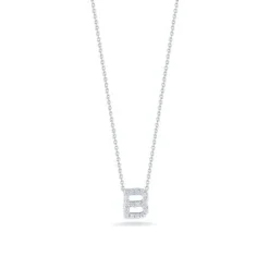 Roberto Coin 18K White Gold "B" Initial Diamond Necklace