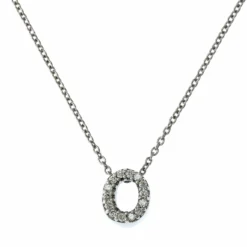 Roberto Coin 18K White Gold "O" Initial Diamond Necklace