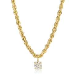 Anita Ko 18K Yellow Gold Rope Chain Diamond Pendant