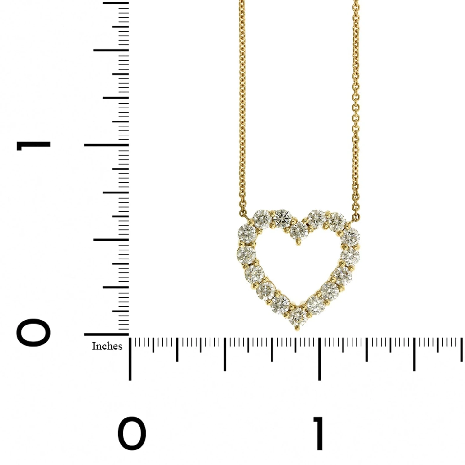 18K Yellow Gold Diamond Heart Necklace - Image 4