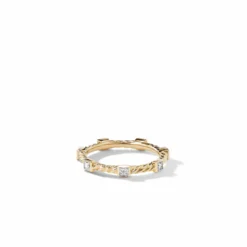 Cable Collectibles® Stack Ring In 18K Yellow Gold With Diamonds