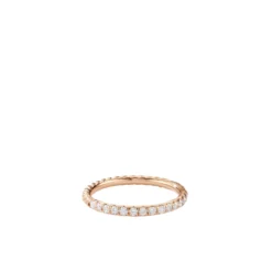Cable Pavé Band Ring In 18K Rose Gold With Diamonds