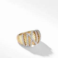 Helena Dome Ring In 18K Yellow Gold With Diamonds