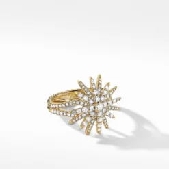 Starburst Ring In 18K Yellow Gold With Full Pavé Diamonds