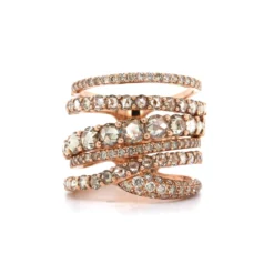 Etho Maria 18K Rose Gold Multi-Row Brown Diamond Ring
