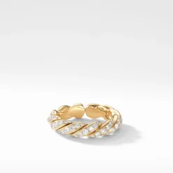 Pavéflex Band Ring In 18K Yellow Gold With Diamonds