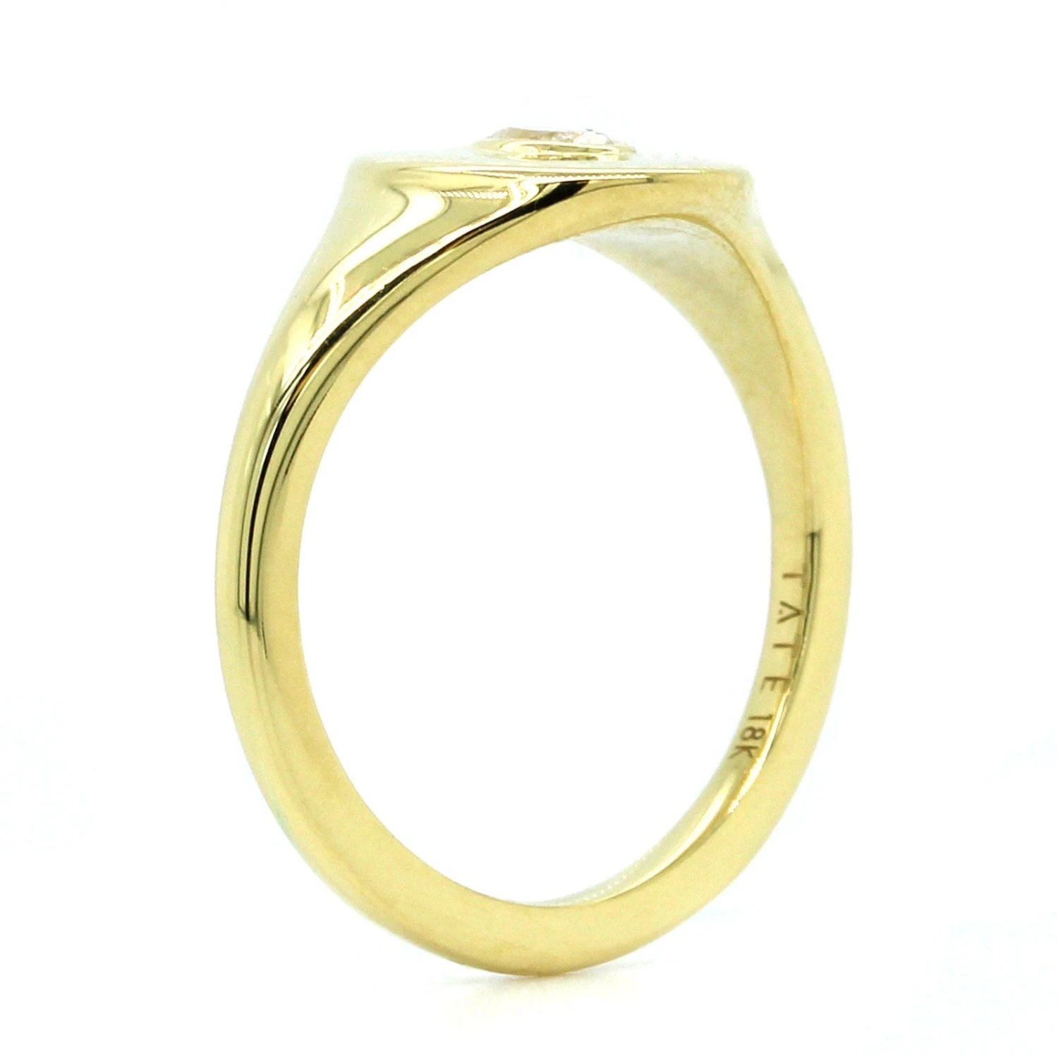 18K Yellow Gold Oval Diamond Pinky Ring - Image 2